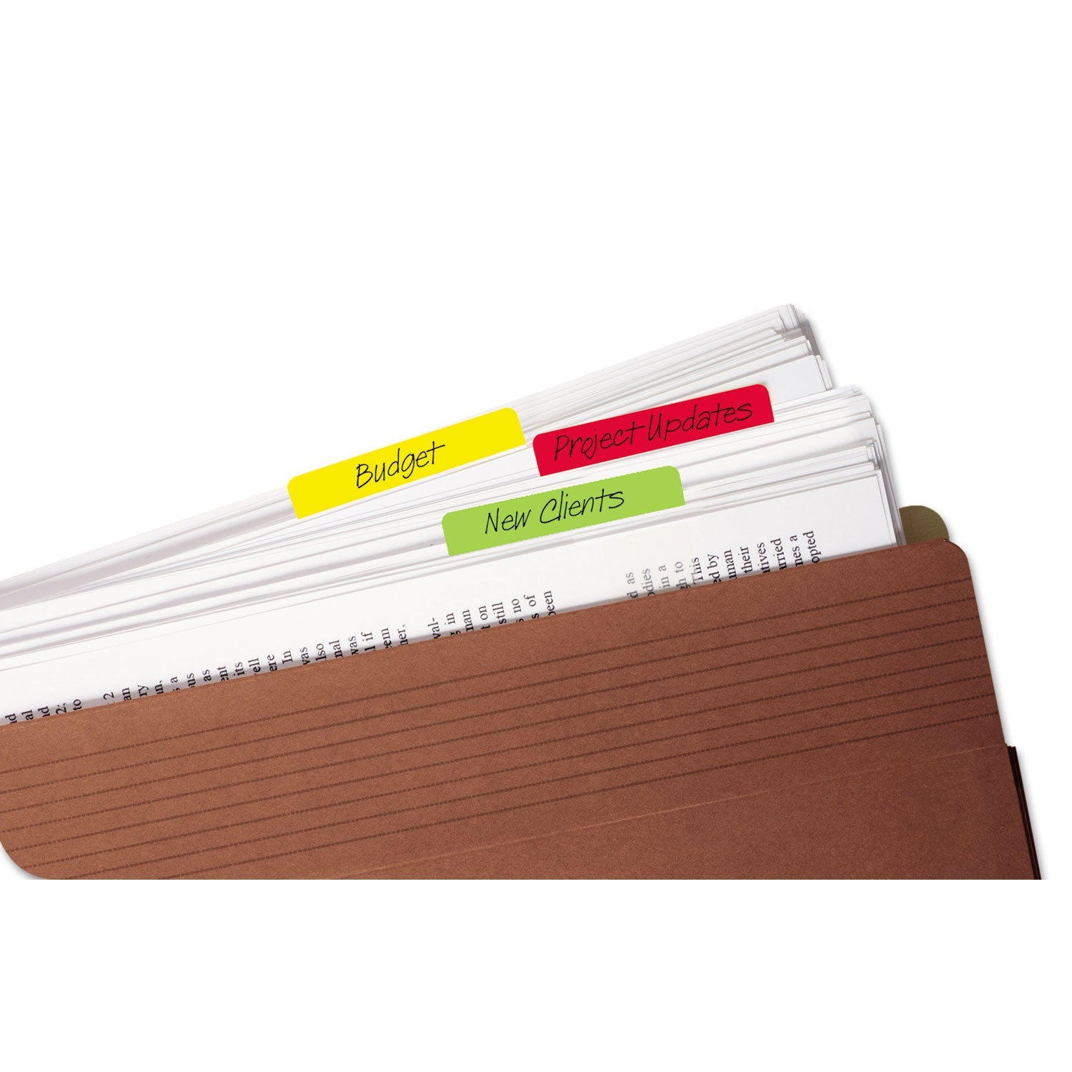 Post-it Solid Color Tabs, 1/5-Cut, Assorted Colors, 2" Wide, 24/Pack