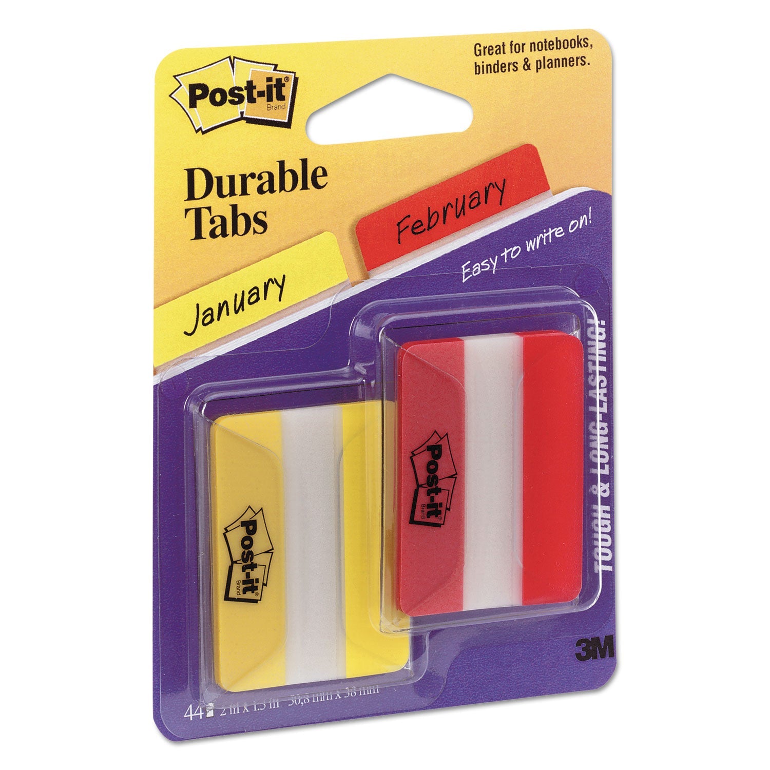 Post-it Solid Color Tabs, 1/5-Cut, Assorted Colors (Red and Yellow), 2" Wide, 44/Pack