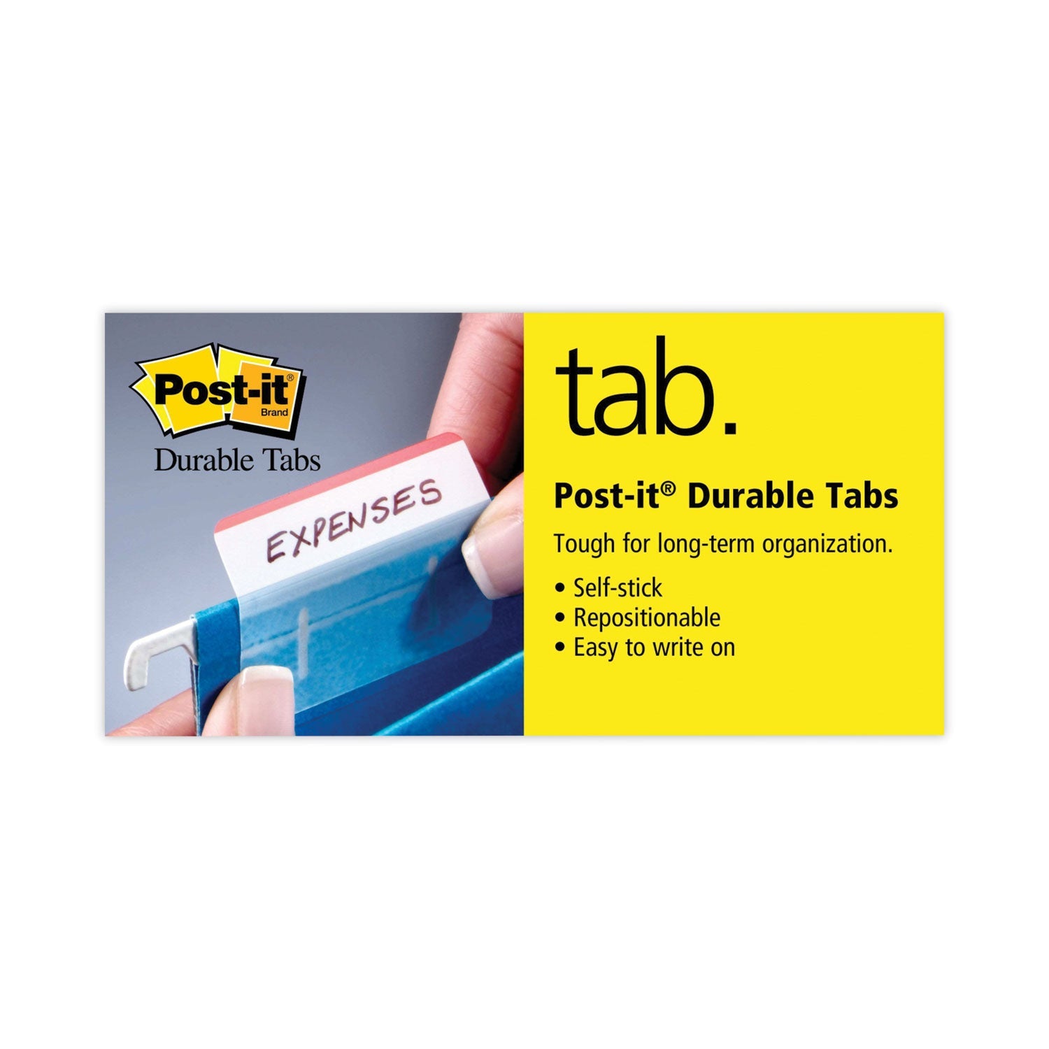 Post-it 1" Plain Solid Color Tabs, 1/5-Cut, Assorted Bright Colors, 1" Wide, 66/Pack