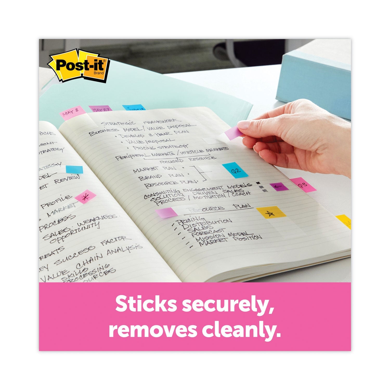 Post-it Page Flags in Portable Dispenser, Assorted Brights, 5 Dispensers, 20 Flags/Color