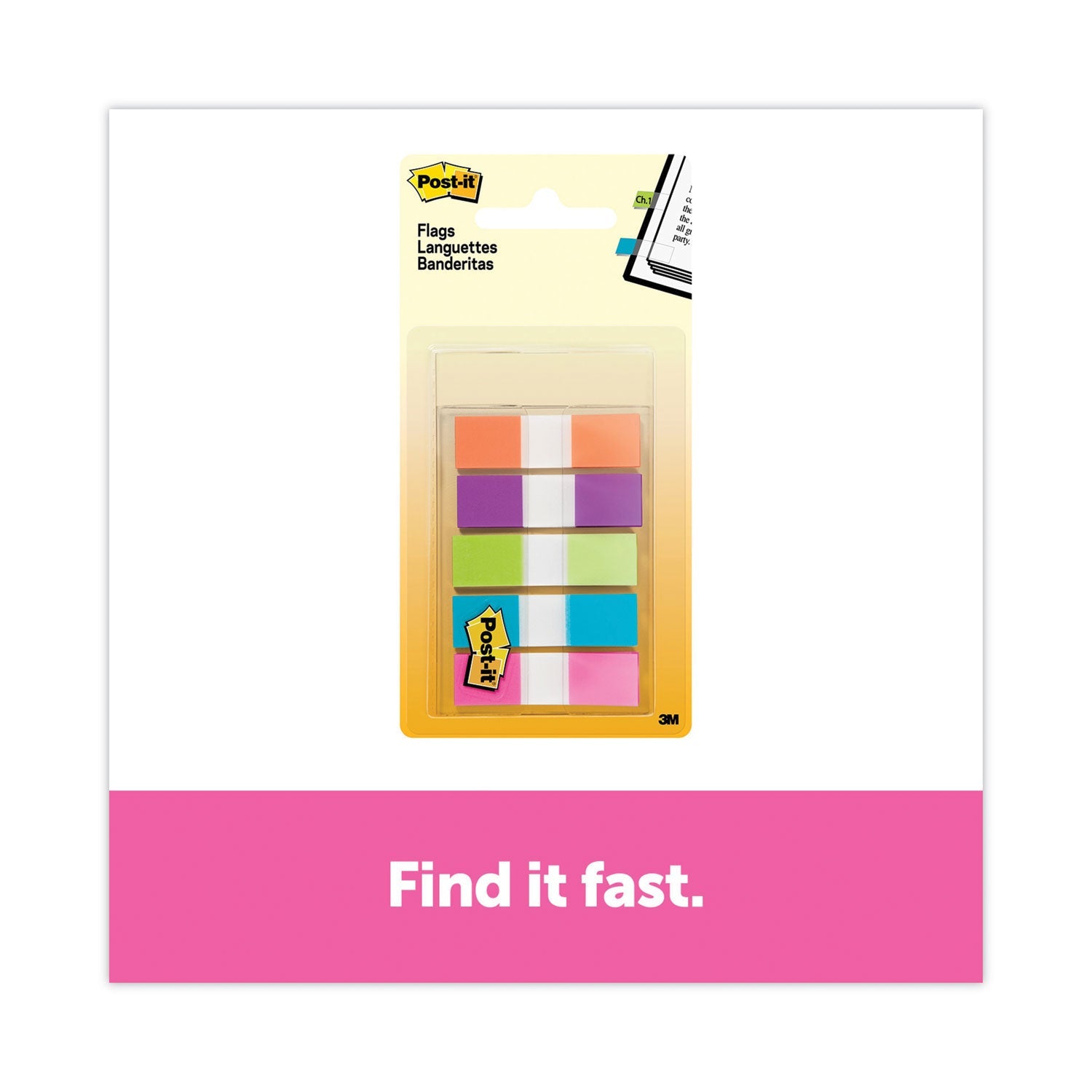 Post-it Page Flags in Portable Dispenser, Assorted Brights, 5 Dispensers, 20 Flags/Color