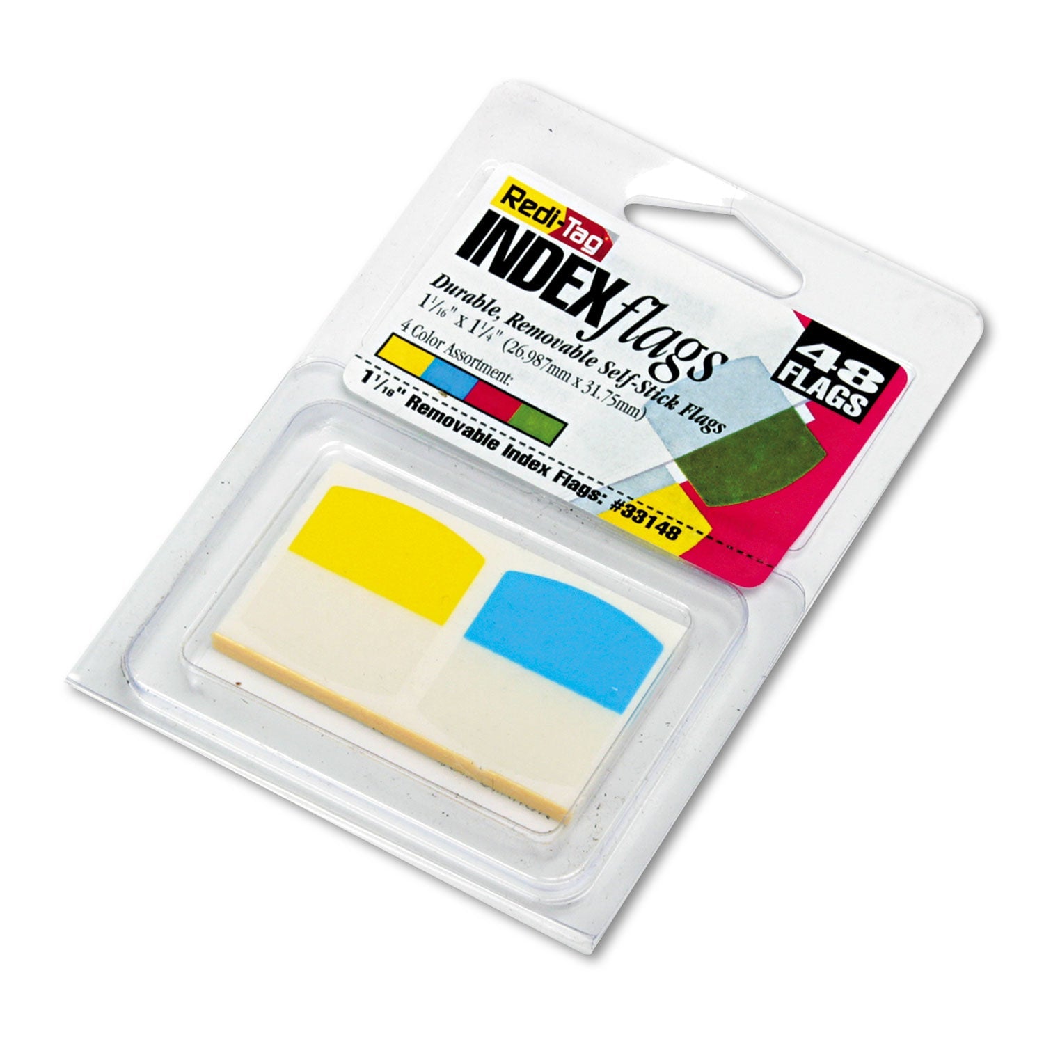 Redi-Tag Write-On Index Tabs, 1/5-Cut, Assorted Colors, 1.06" Wide, 48/Pack