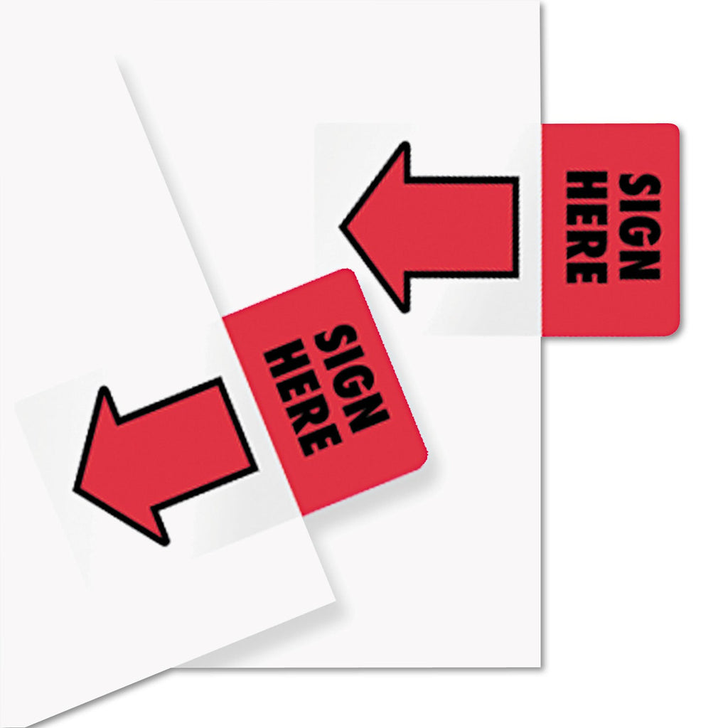 Redi-Tag Removable/Reusable Page Flags, "Sign Here", Red, 50/Pack
