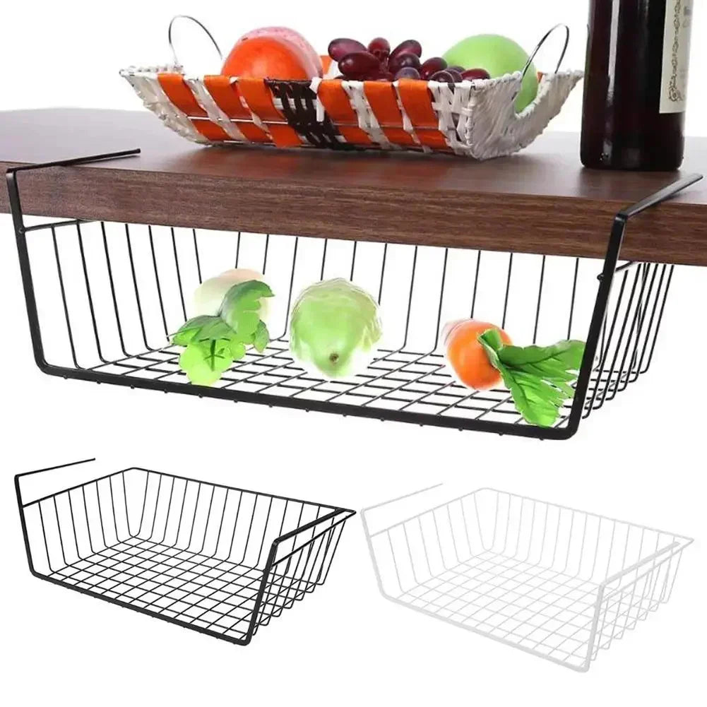 1PC Hot S/L Cupboard under Storage Iron Cabinet Closet Desk Hanging Mesh Basket Wire Bookcase Shelf Rack Organizer