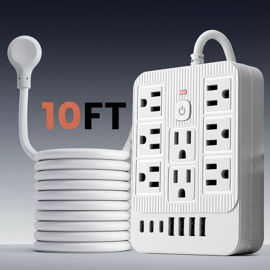 15-In-1 Power Strip with Switch & Surge Protectionmultifunctional Surge Protector with 8AC Outlets 4 USB & 3Type-C USB Ports Socket for Office Home and Travel Walloutlet Extender Power Socket Expander Electrica Loutlet